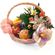 flowers with champagne in a basket