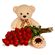 teddy with roses and cake